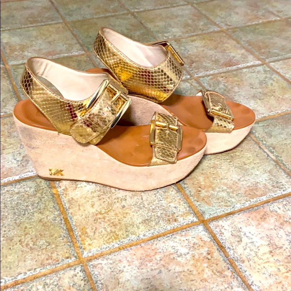 MK gold sandals